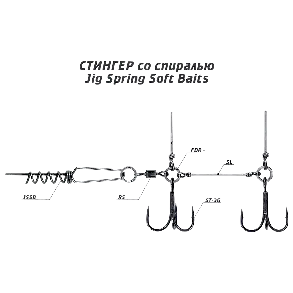 Стингер для приманок Vido Craft со спиралью VD-STJS 1шт Jig Spring Soft Baits Тройник -