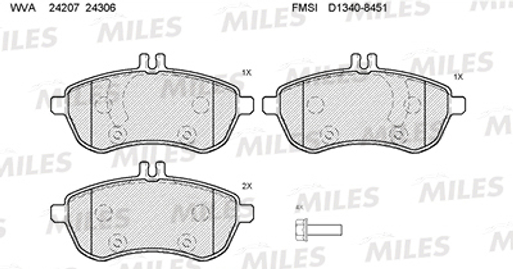 MILES - E100256-MLS - Brake Pad Set, disc brake