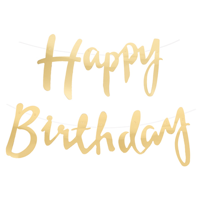 Гирлянда Happy Birthday (курсив), Золото, Металлик, 500 см
