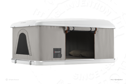Палатка на крышу автомобиля AUTOHOME MAGGIOLINA AIRLANDER PLUS SMALL GRAY X-LONG, серый тент, лестница 215 мм