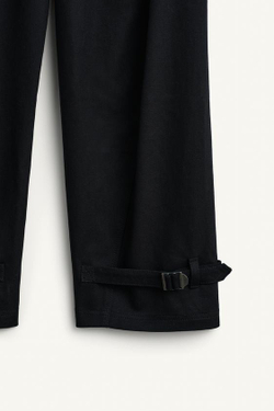 ZARA БРЮКИ BALLOON FIT ИЗ ХЛОПКОВОЙ ТКАНИ, ЧЕРНЫЙ