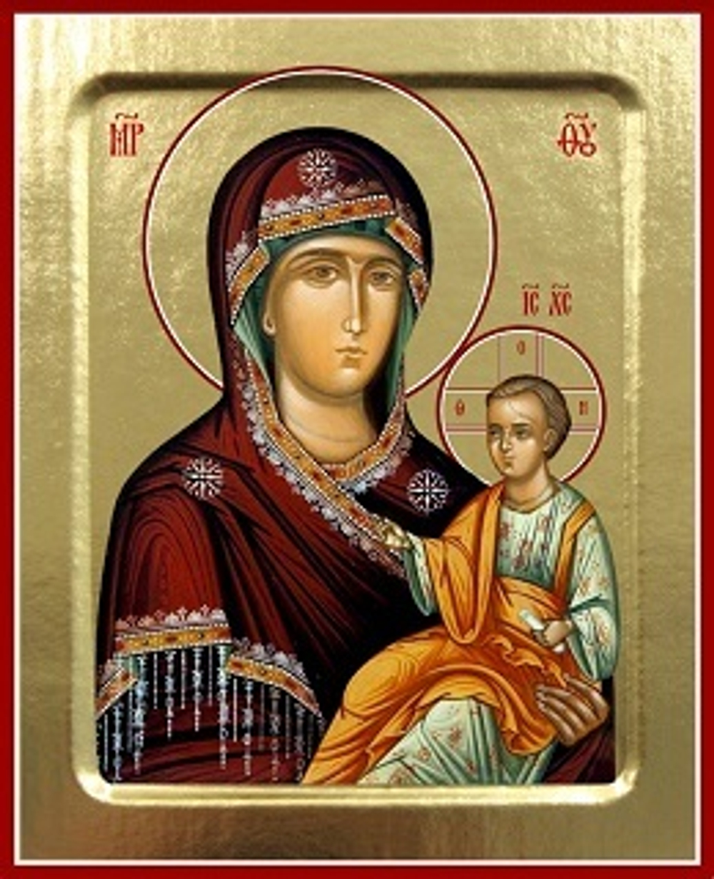Икона Пресвятой Богородицы, Попская на дереве: 125 х 160 (Синопсисъ)