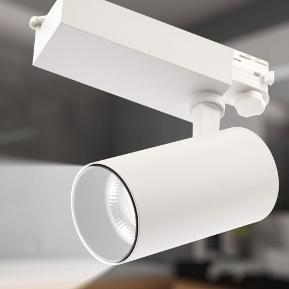 Трековый светильник трехфазный ЭРА SТR-30-36-30K-W30 узкий луч 3000K белый | Трехфазные трековые светильники