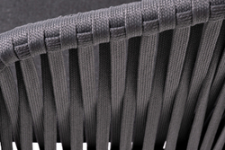 "Бордо" стул плетеный из роупа, каркас алюминий темно-серый (RAL7024) муар, роуп серый 15мм, ткань темно-серая 027