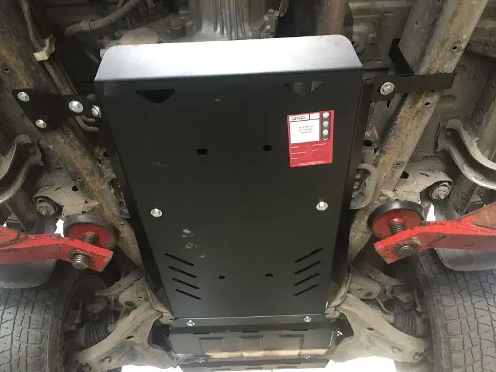 Усиленная защита КПП и РК (3 мм, сталь) для Mitsubishi Pajero Sport II 2008-2016 (V - 2.5TD; 3.0; 3.2TD; 3.5), Mitsubishi L200 2006-2015 (V - 2.5 TD) Sheriff.14.2467