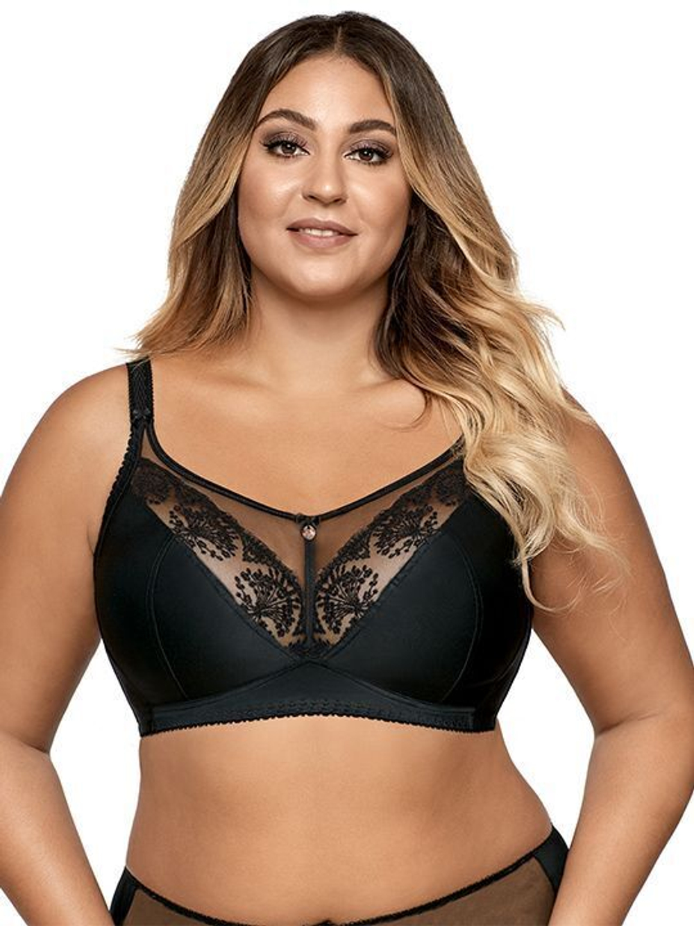 Бюстгальтер с мягкими чашечками без косточек (Размер: 100D) (Цвет: черный)