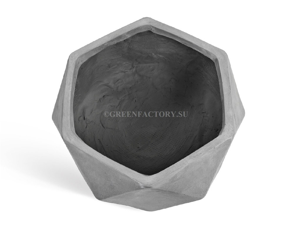 Кашпо TREEZ ERGO - серия Rombo - Низкая чаша-многогранник - Светло-серый камень