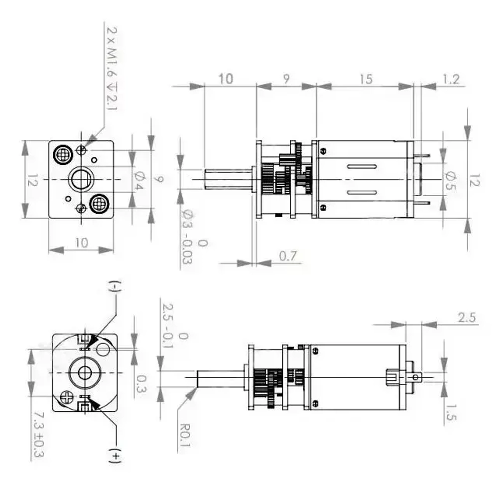Мини-мотор с редуктором 6 В / 200