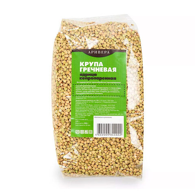 Гречка зеленая органическая непропаренная "Аривера", 1 кг