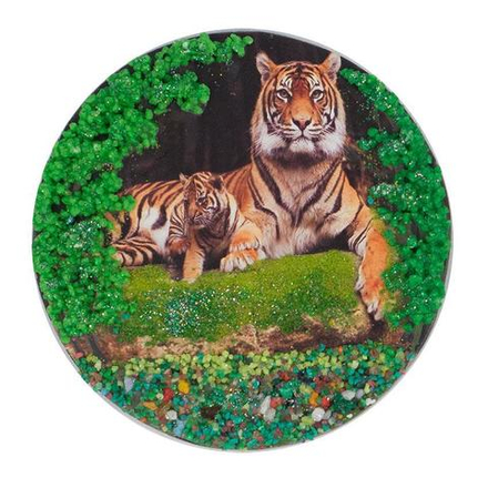 Магнит с рисунком "Тигрица с тигренком" змеевик 110х110 мм 95 гр. R117759?