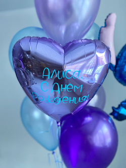 Воздушные гелиевые шарики Стич голубой/сиреневый/фиолетовый №4506