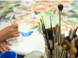 Столовая группа Domiziani Tropical на 10 персон, стол из лавового камня диам. 230 см, кресла нерж. сталь - 10 шт., Италия