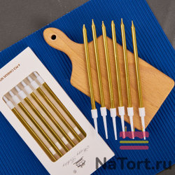 Набор свечей для торта «Happy Birthday, 6 в 1», золотой металлик