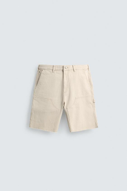 ZARA ШОРТЫ КАРГО С КАРМАНОМ, КАМЕННО-СЕРЫЙ