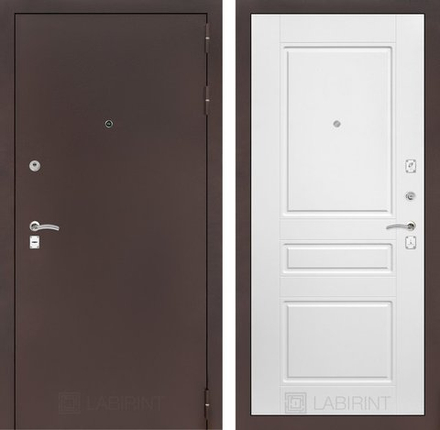 Входная  дверь Лабиринт Classic (Классик) антик медь 03 Белый софт 10мм