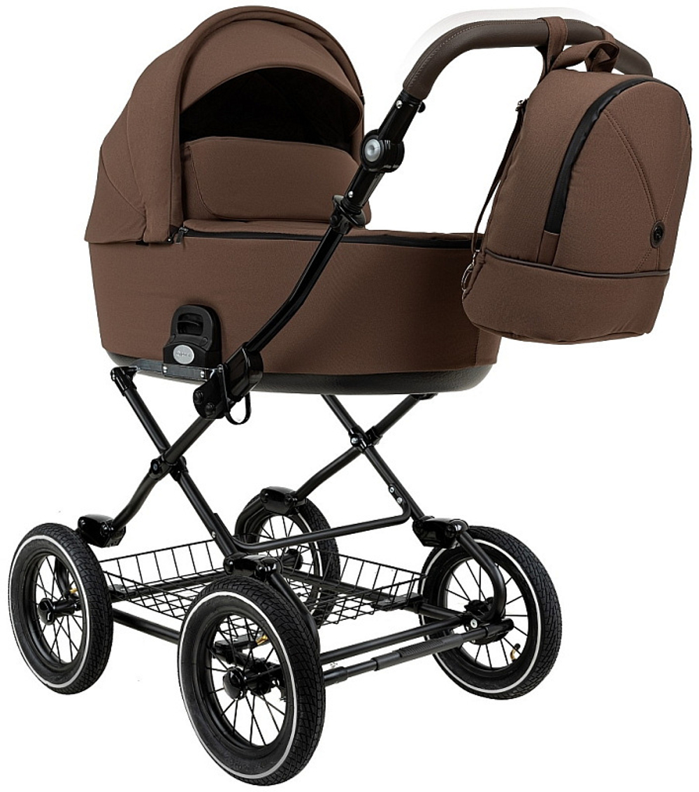 Детская коляска Roan Bass Next Classic d12 2.0 3 в 1 с автокреслом Tutis Elo Lux EduSky Black BNC/81/2 Mocha Mousse/Black/руч.Cappuccino