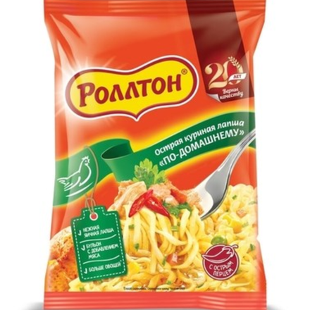 Лапша Роллтон по-домашнему с курицей острая 85 гр