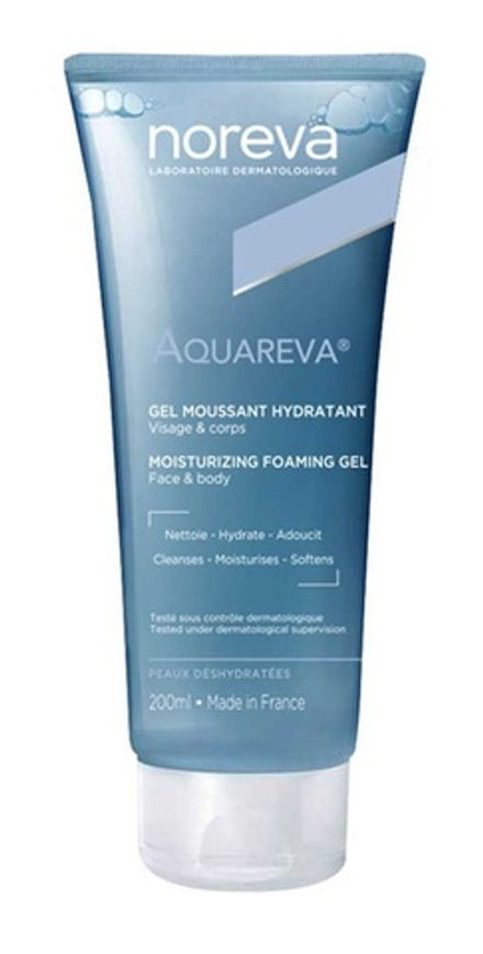 Норева Акварева Гель очищающий увлажняющий для лица и тела Noreva Aquareva Gel Moussant Hydratant 200 мл