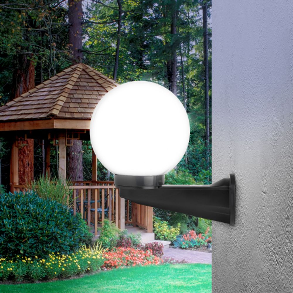 Садово-парковый светильник ЭРА НБУ 01-60-201 шар опаловый настенный IP44 Е27 max60Вт d200mm