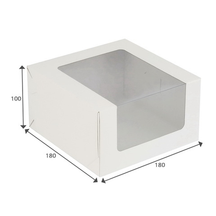 Коробка для торта с увеличенным окошком, 180*180*100 мм (белая) NEW