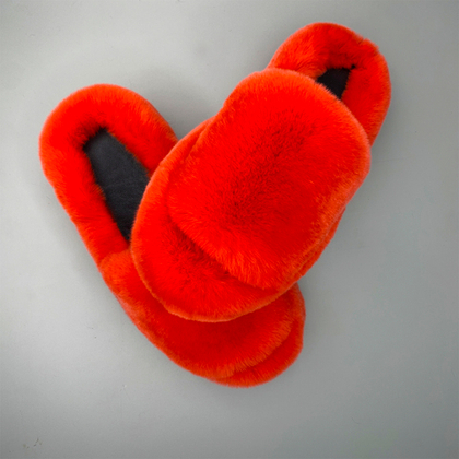Шлепанцы из меха кролика | Красный
