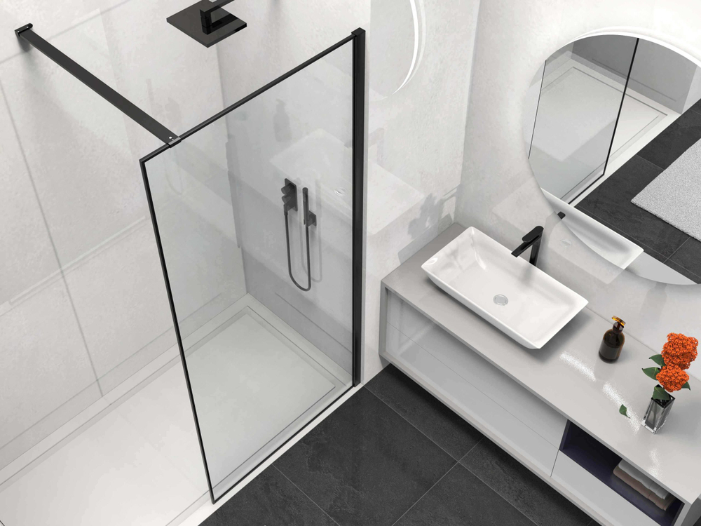 Душевая перегородка Walk-In VSW-1HS900CLB, 900*2000, черный матовый, стекло прозрачное