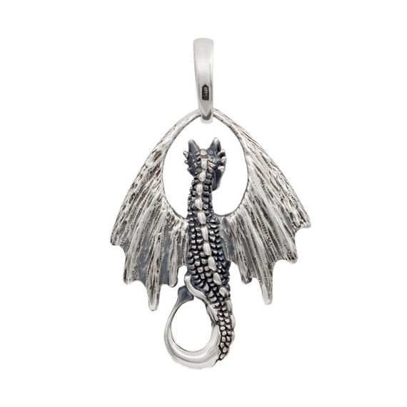 Дракон подвеска из серебра 925 пробы, вид сзади