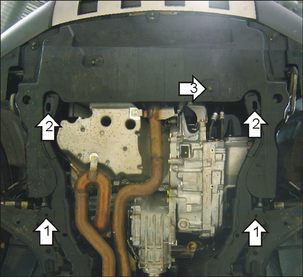 Защита картера Двигателя, КПП. 2 мм, Сталь. для Chevrolet Captiva 2006-2011, Opel Antara 2006-2011 MOTODOR.03014