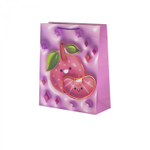 Пакет подарочный бумажный Alingar, (М) 18х23х10 см, вертикальный, "Яркие фрукты", мат. ламинация, тиснение голография, эфффект 3D, ассорти