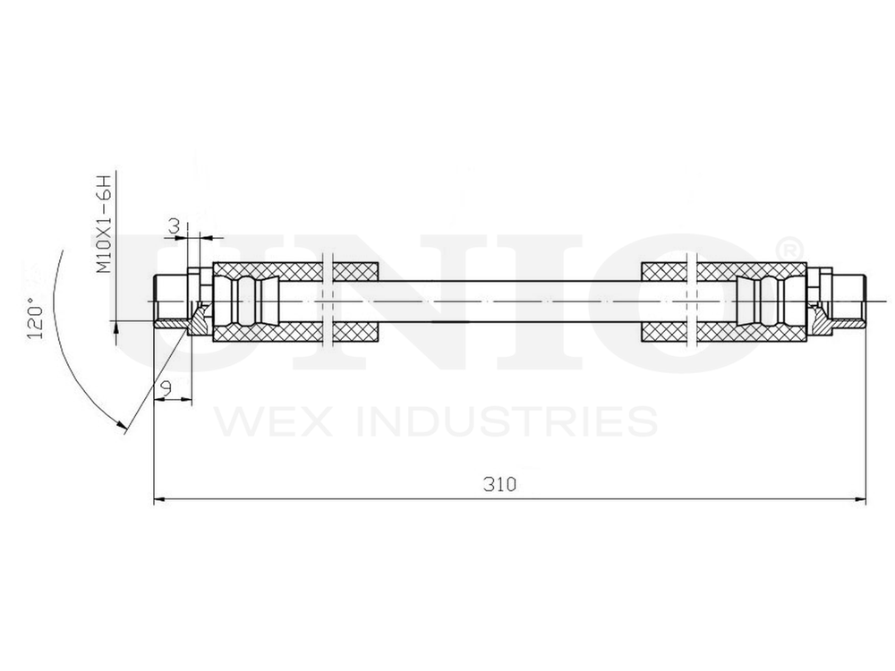 Шланг тормозной передний UNIO BRH-10063
