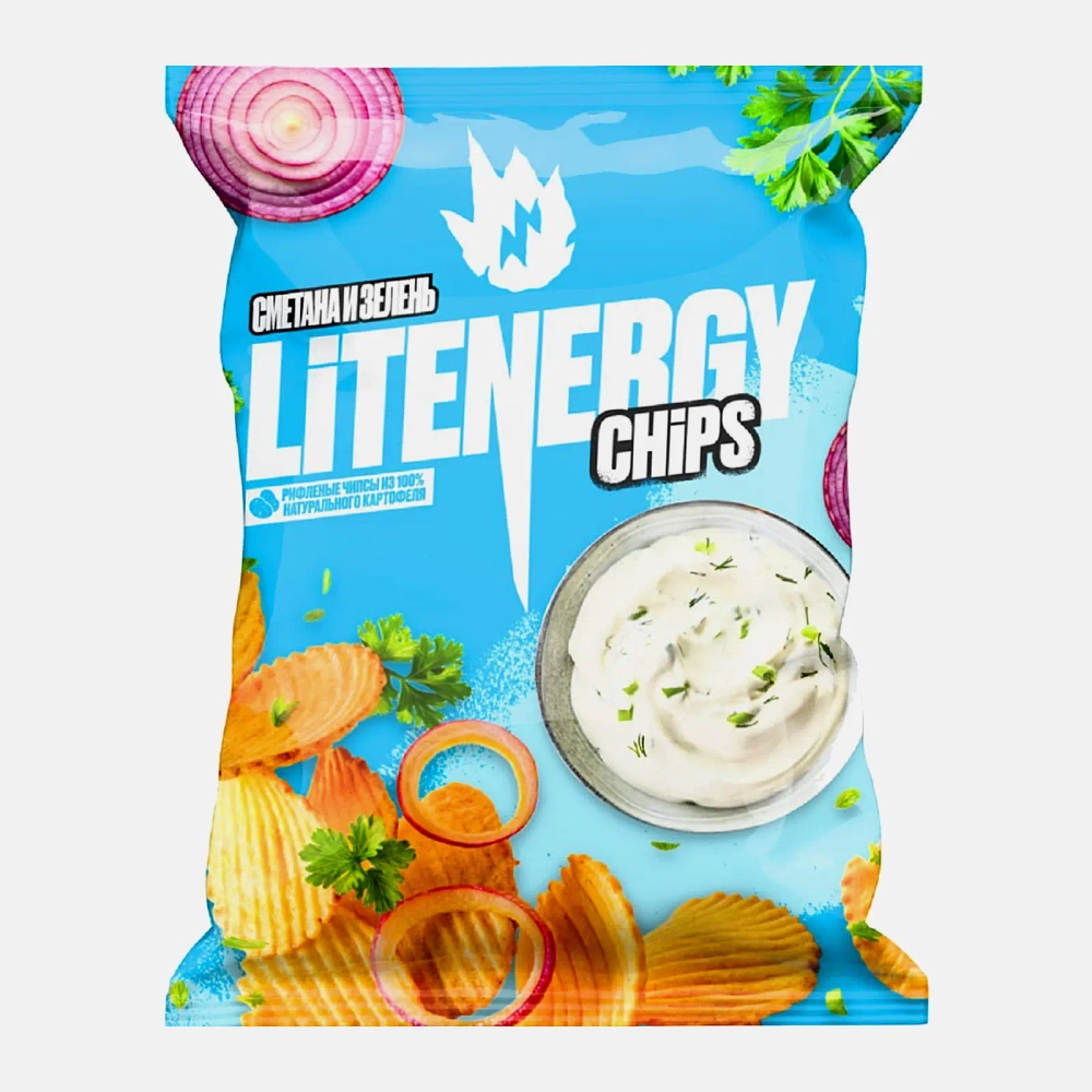 Чипсы рифленые Lit Energy со вкусом сметаны и зелени 120г