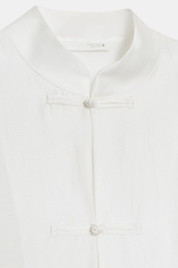 ZARA АТЛАСНАЯ РУБАШКА С ЗАСТЕЖКОЙ НА ПЕТЛИ ZW COLLECTION, БЕЛЫЙ