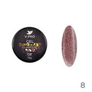 08Гель UV моделирующий V-PRO Glamour 15g со светоотраж.частичками