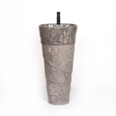 Раковина напольная из мрамора Pedestal Grey Spiral MN-03211 (45*45*90 см)