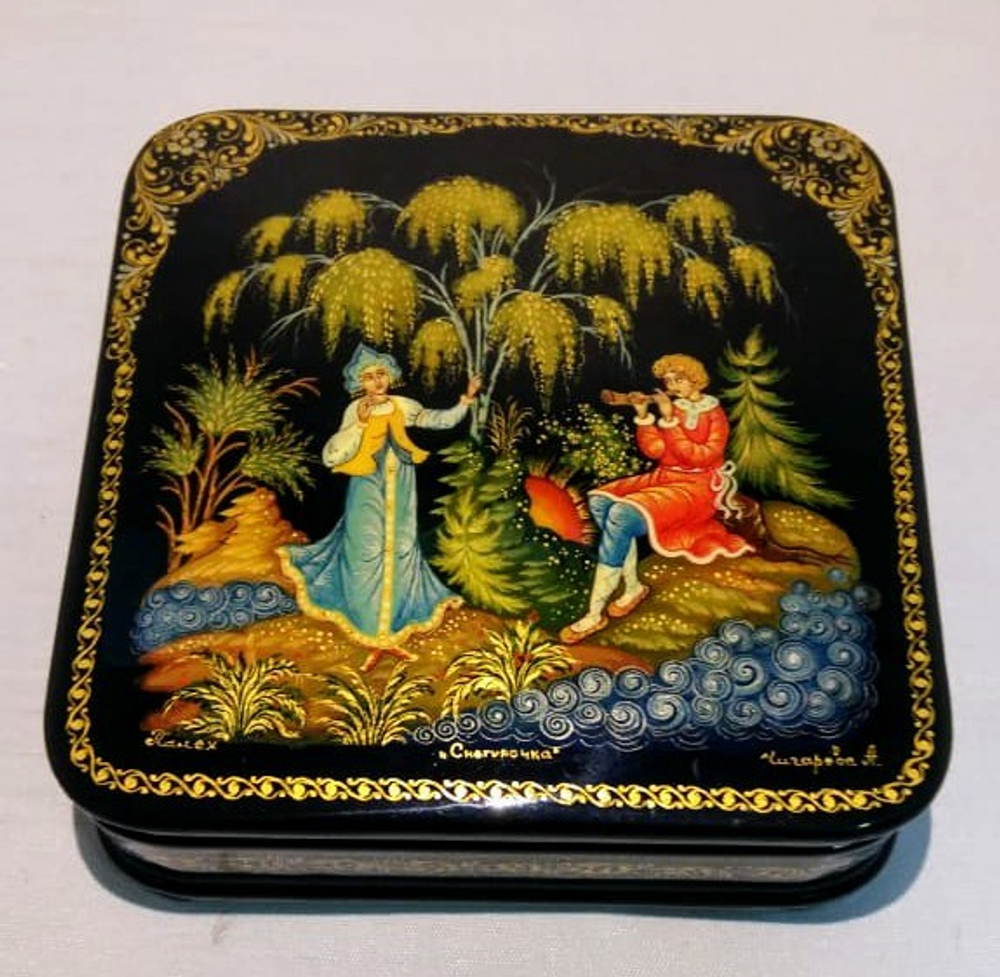 Шкатулка Палех "Снегурочка " 10×10см