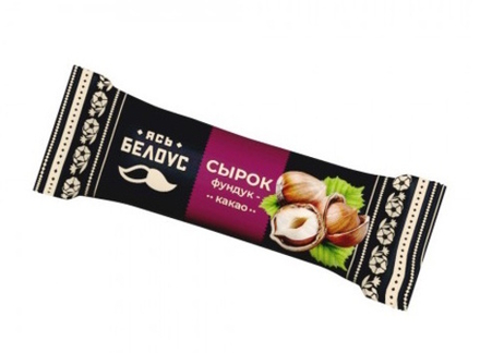 Сырок творожный глазированный "Ясь Белоус" 45г. с ореховой пастой фундук-какао Слуцк