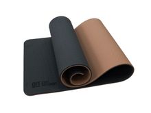 Коврик для йоги 10 мм двухслойный TPE черно-кофейный