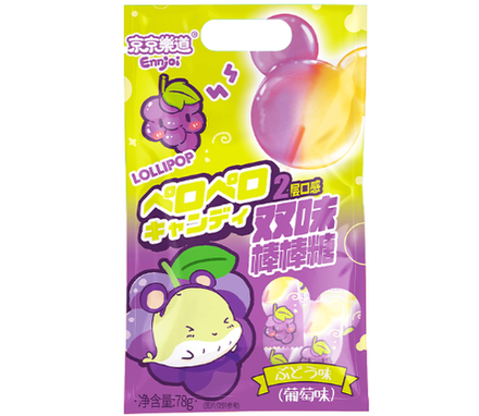 Конфета леденцовая на палочке Lolli Pop с двойным вкусом винограда Guangdong, 78г,