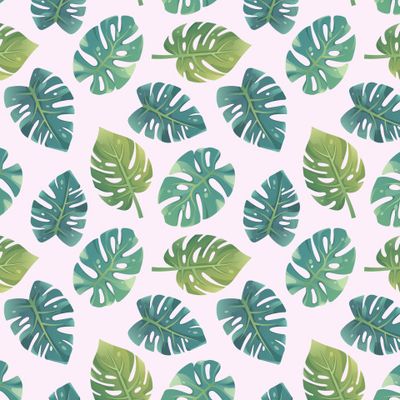 Летний паттерн с тропическими листьями монстеры на светлом фоне