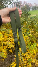 Мощный поводок для мускулистых собак, 25 мм , авиационный карабин, 3 м, зеленая олива теснение под кожу