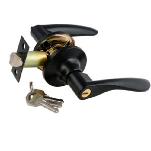 Защелка-Комплект  S-Locked 3901-01 ET BL с фалевыми ручками фикс./кл ЧЕРНЫЙ МАТ.  /122378