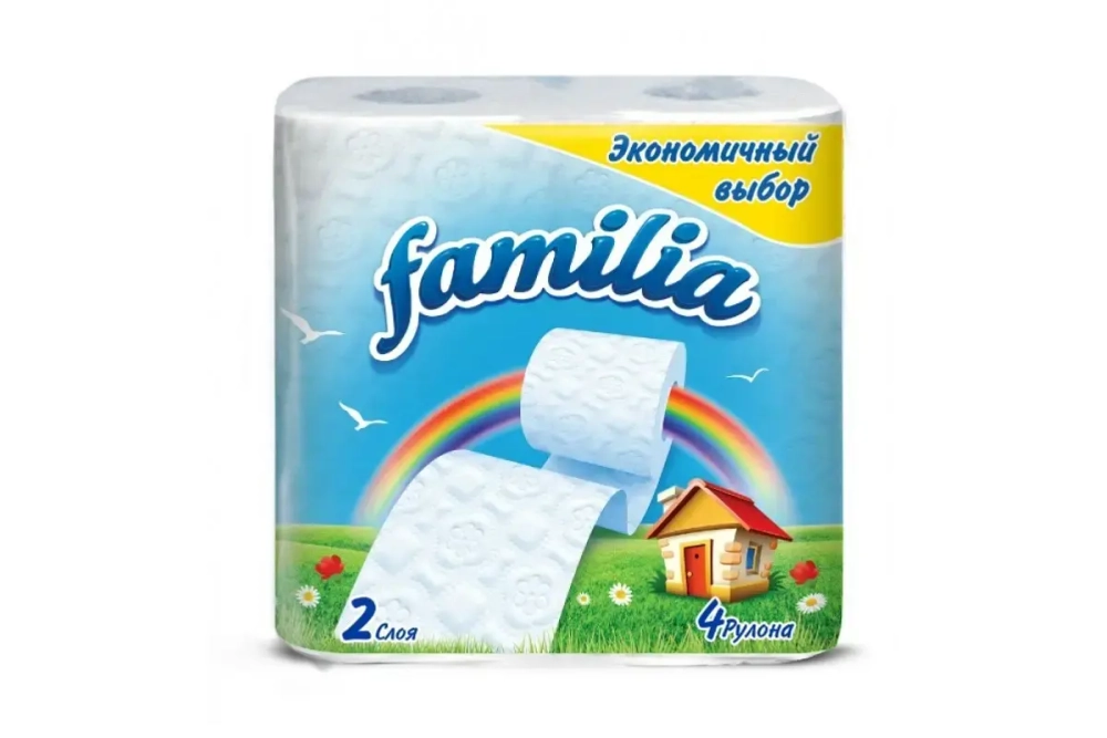 Бумага туалетная FAMILIA 2 сл., 4 рул., Экономичный выбор Радуга