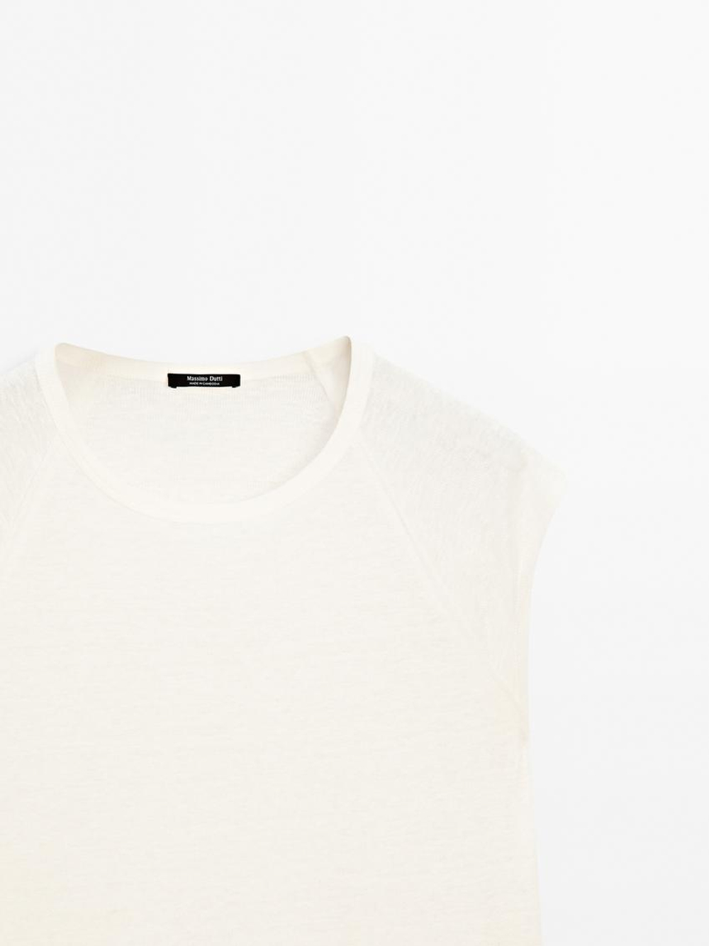 Massimo Dutti Футболка из 100% льна, светло-желтый