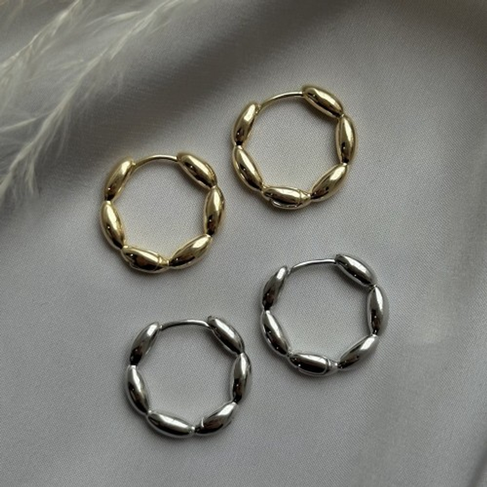 8616-з Швензы-Конго "Рис" 18мм, позолота, пара