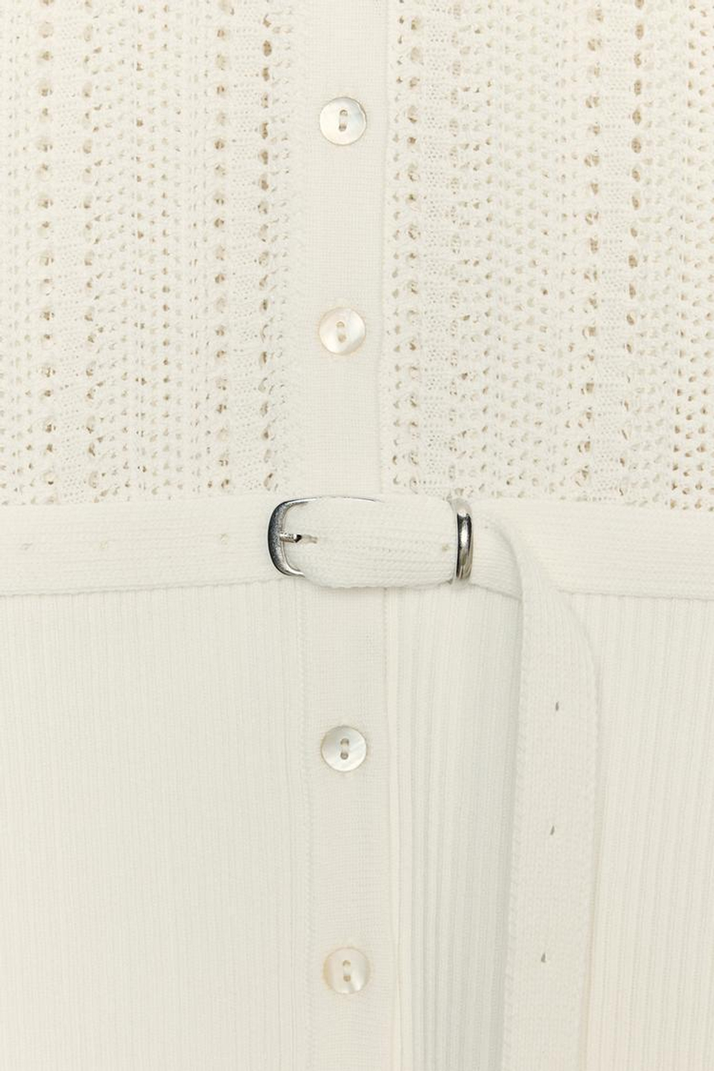 ZARA КАРДИГАН АЖУРНОЙ ВЯЗКИ С РЕМНЕМ, ЭКРЮ