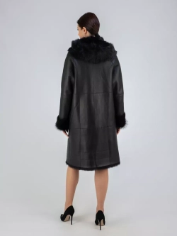 Дубленка зима натуральная с капюшоном длинная