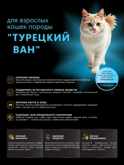 Корм для кошек породы Турецкий ван, с лососем, 2 кг