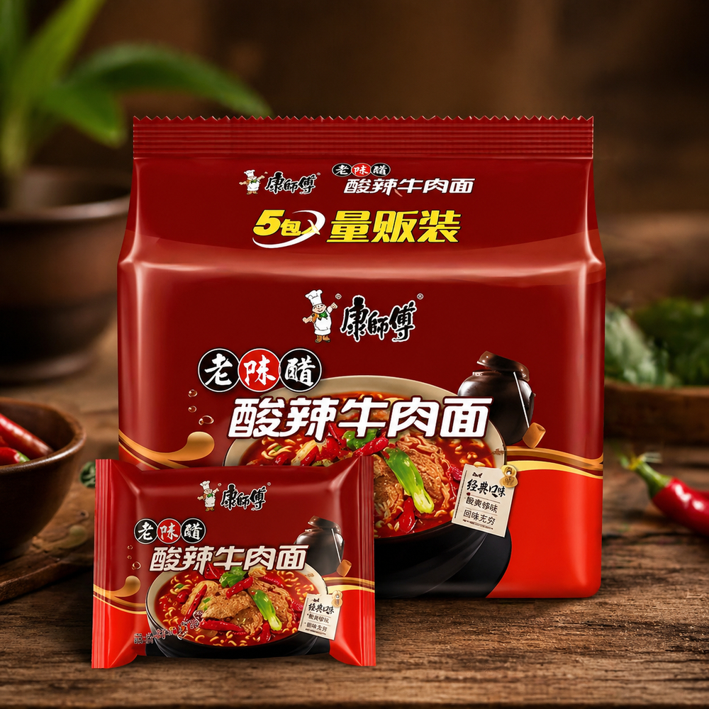 Лапша Kangshifu в пачке со вкусом Говяжья вырезка пряная, 110г.