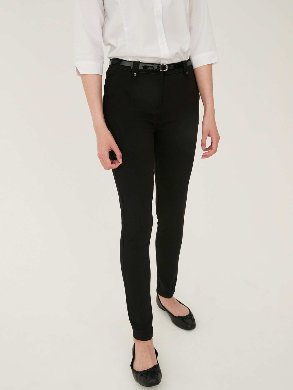 Брюки школьные скинни для девочки Next 129-870, Черный