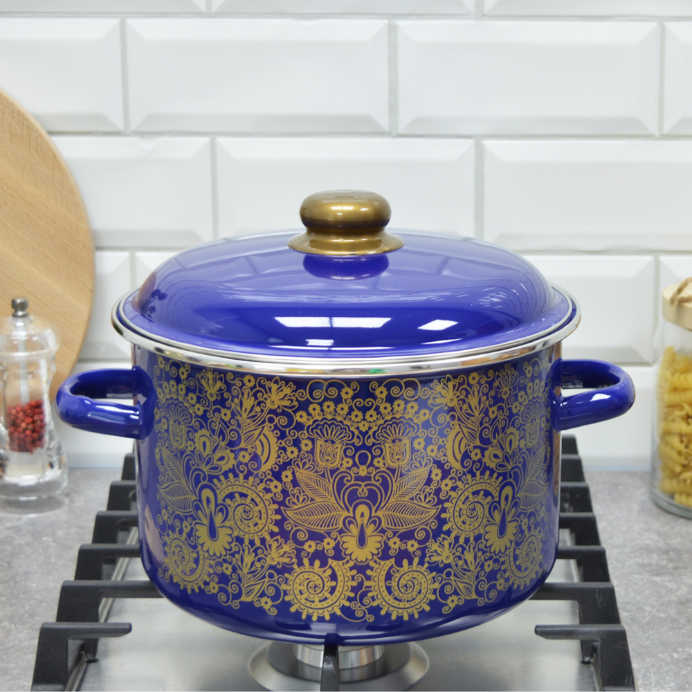 Кастрюля 5,5л "Узор" синяя